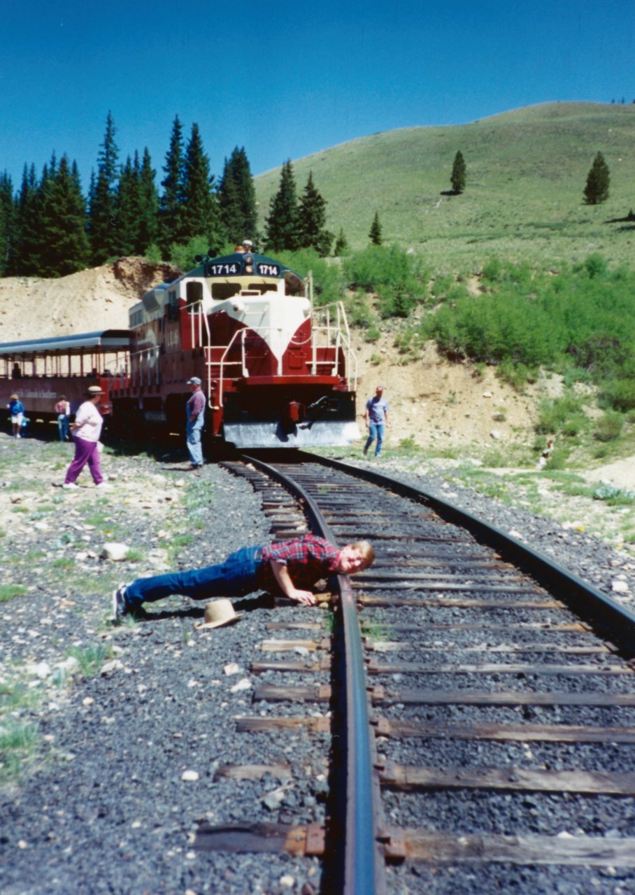 AandM trip to Co 1994 Adrian sacrificing his head to the Railroad